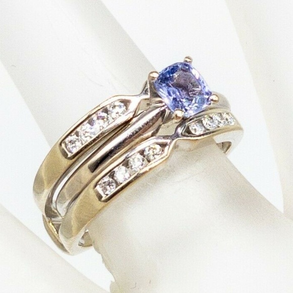 Blue sapphire and diamond shop wedding ring sets